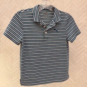 Puma Boy’s Navy and White Striped Polo Shirt size small (7-8)